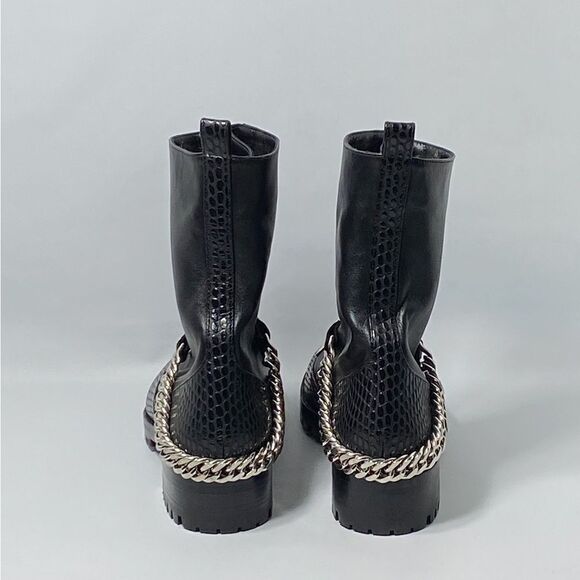 Christian Louboutin Horse Chain-Trimmed Leather Combat Boots size 37 - Picture 7 of 14